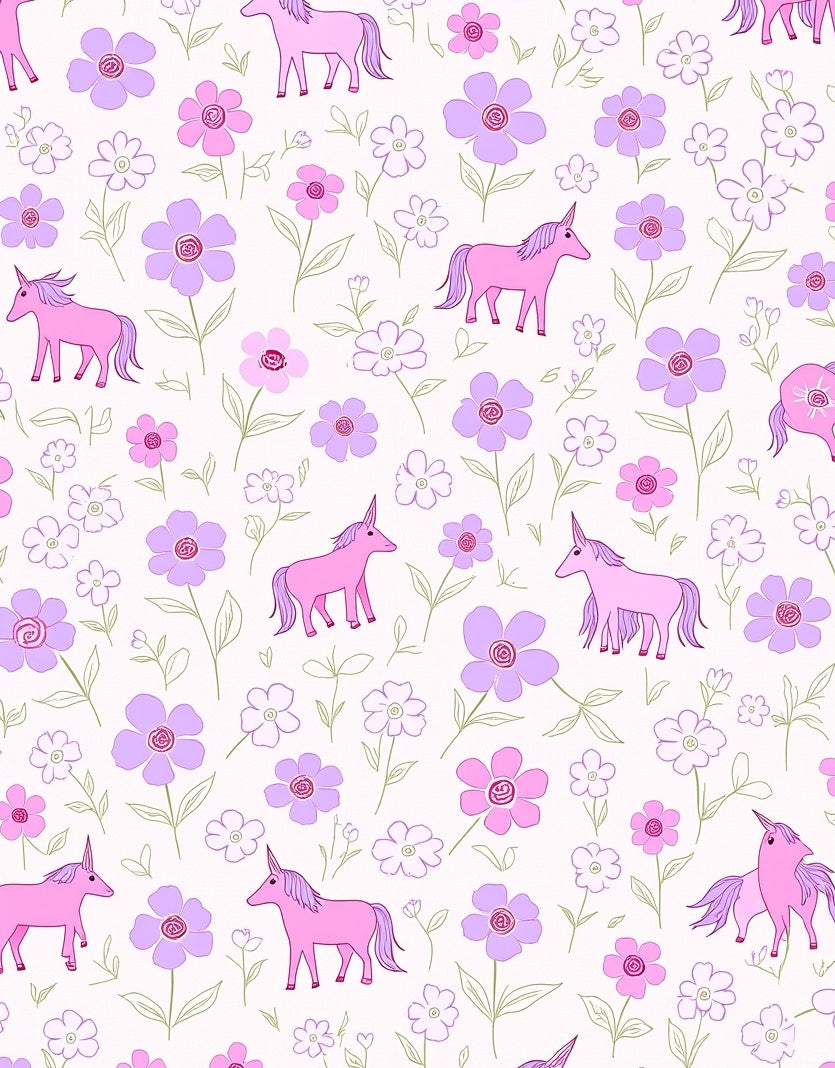 Pastel Unicorn Floral Meadow Design Rug