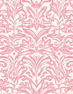 Damask Style Pink and Cream Pattern Rug