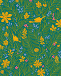 Golden Birds Botanical Garden Pattern Rug