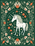 Enchanted Unicorn Floral Meadow Design Rug