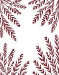 Deep Red Branches Corner Border Rug