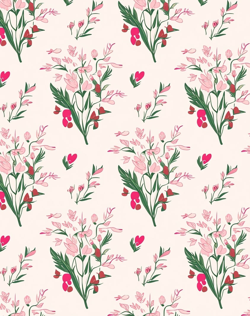 Floral Bouquet Pattern Vivid Pink Rug
