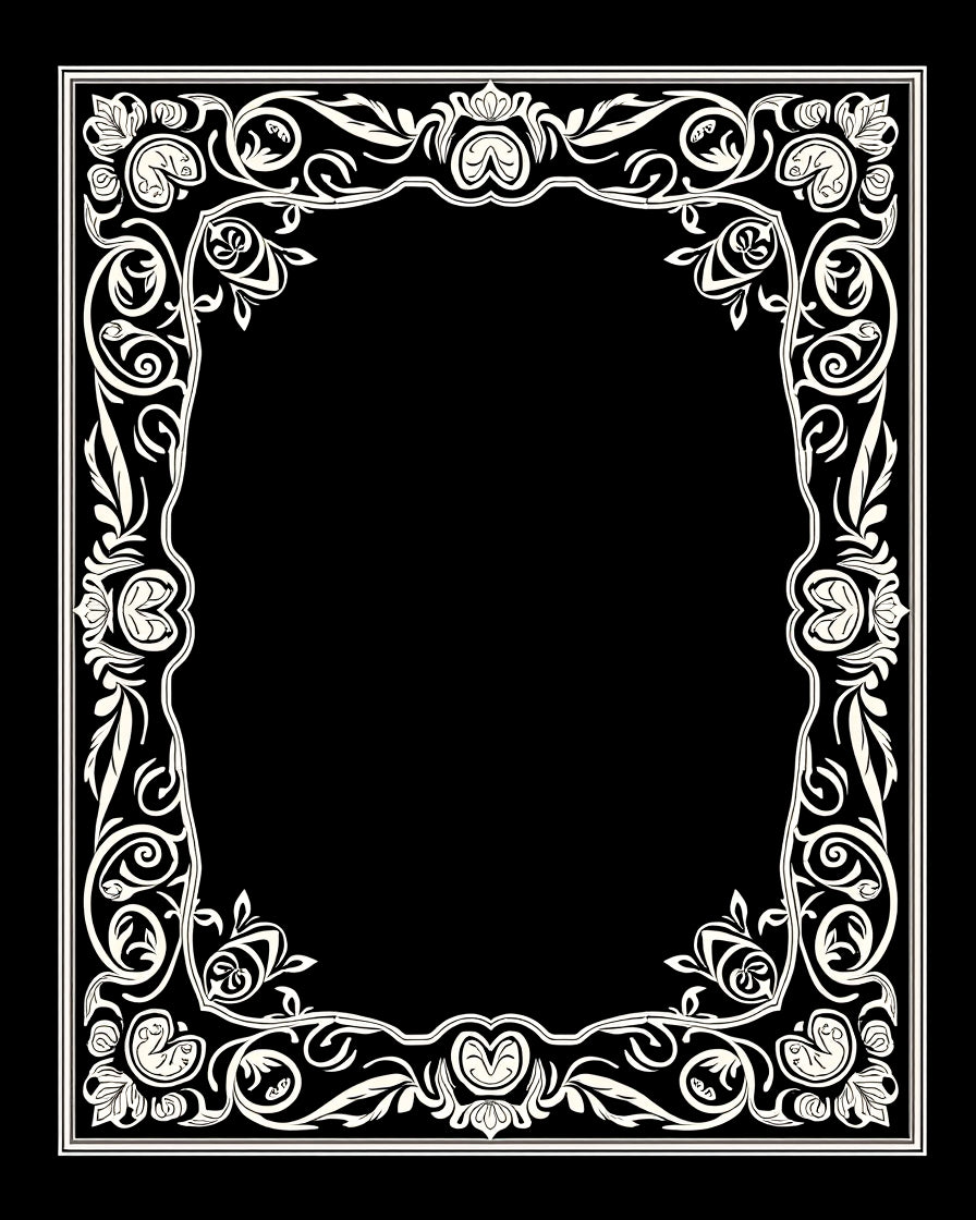 Ornate Floral Scroll Border Design Rug