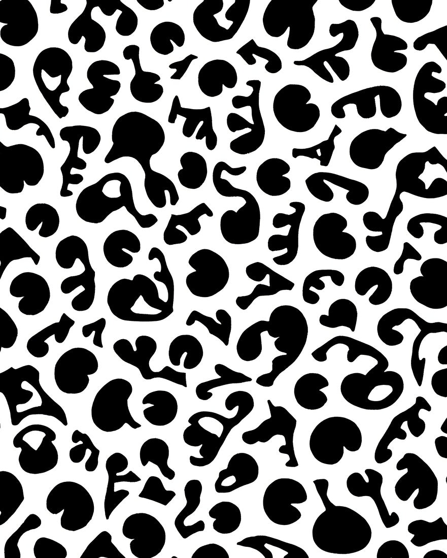 Abstract Organic Black White Pattern Rug