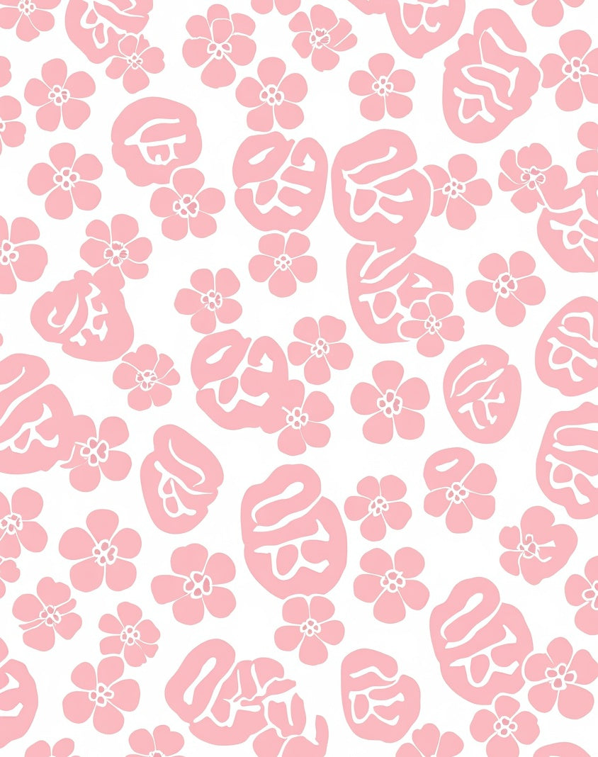 Pink Abstract Floral Pattern Rug