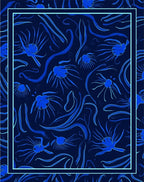 Abstract Blue Floral Swirls Design Rug