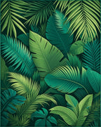 Lush Tropical Jungle Leaf Pattern Rug