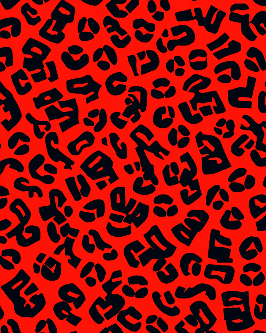 Bold Red Black Animal Print Design Rug