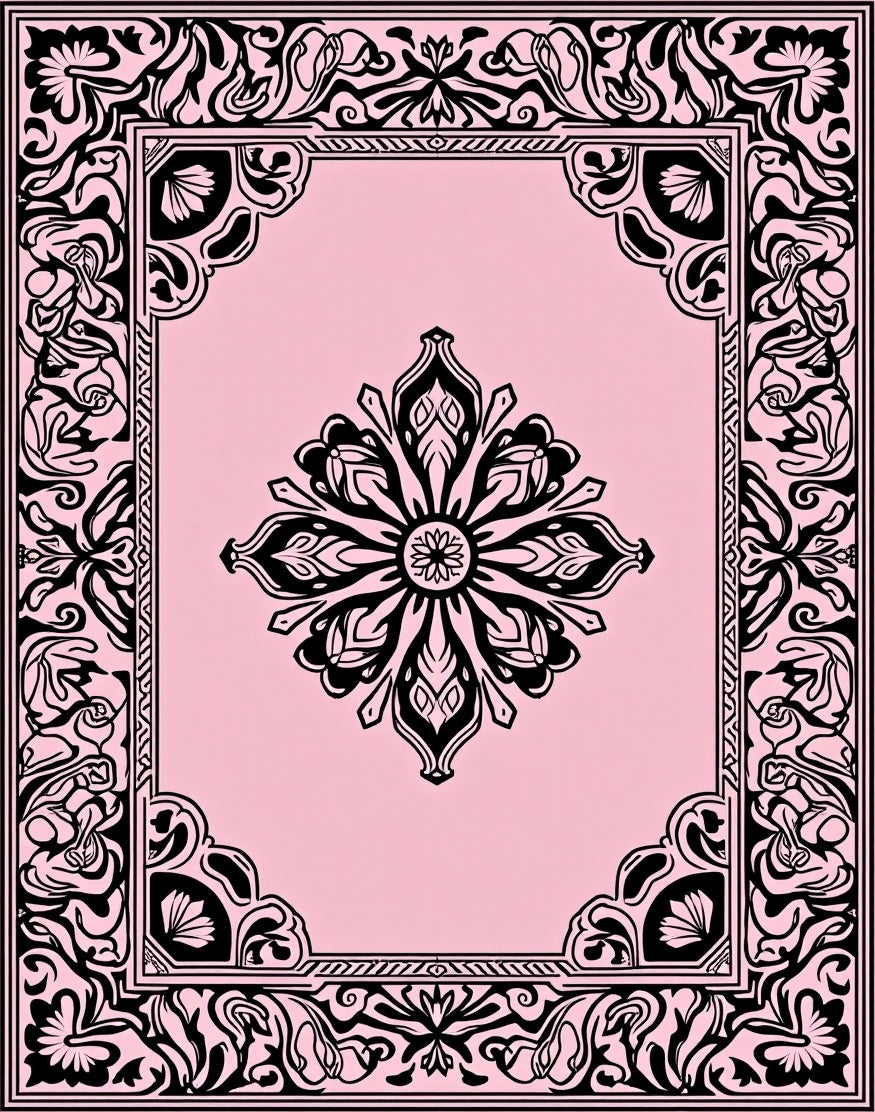 Elegant Floral Scrollwork Medallion Rug