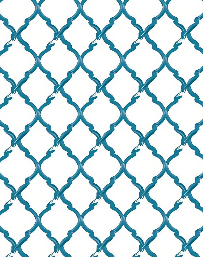 Teal Arabesque Patterned Rug