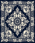 Dark Ivory Floral Inlay Mandala Pattern Rug