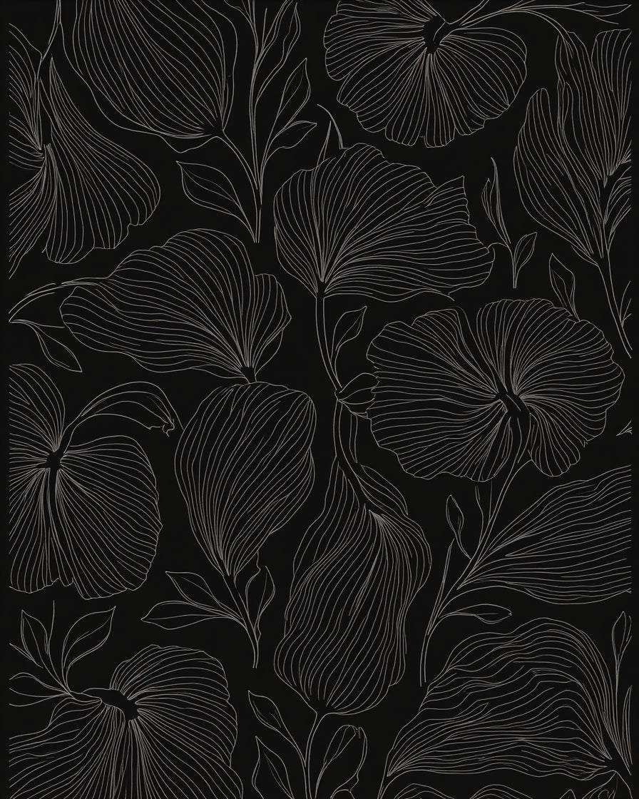 Elegant Floral Outline Pattern Rug