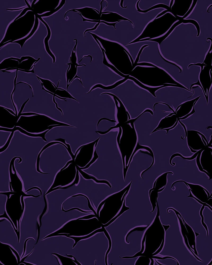 Dark Floral Silhouette Pattern Rug