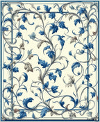 Classic Blue floral Vine Pattern Rug