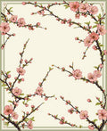 Vintage Pink Blossom branches Border Rug