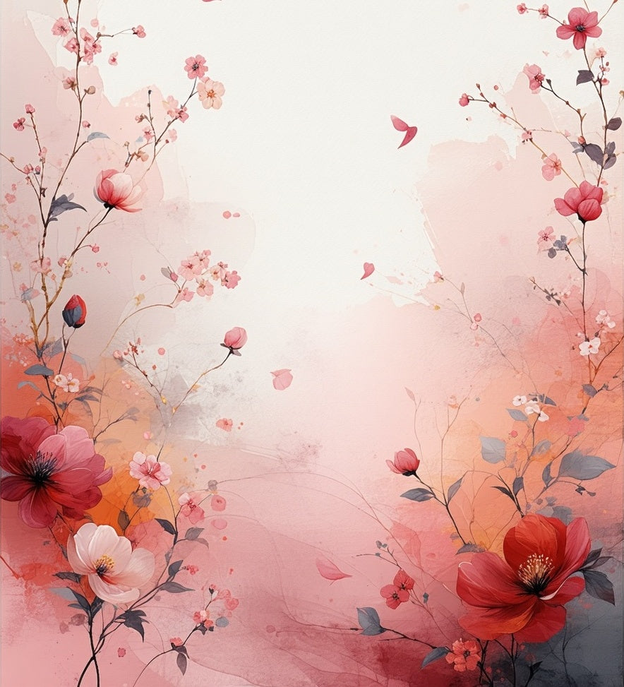 Delicate Pink Floral Watercolor Design Rug
