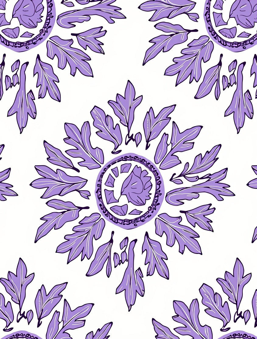 Purple Floral Medallion Pattern Rug