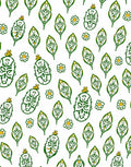 Whimsical Green Leaf Flower Pattern Rug