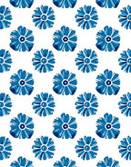 Vibrant Blue Floral Pattern Rug