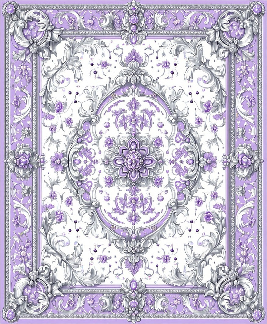 Lavish Floral Scrollwork Pattern Rug