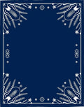 Navy White Folk Art Floral Border Rug