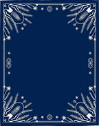Navy White Folk Art Floral Border Rug