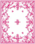 Ornate Pink Floral Scroll Pattern Rug