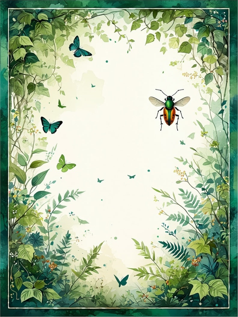 Lush Garden Butterfly and Beetle Design Rug