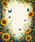 Sunflower Meadow Butterfly Garden Design Rug