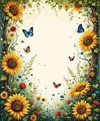 Sunflower Meadow Butterfly Garden Design Rug