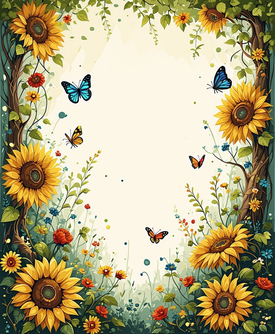 Sunflower Meadow Butterfly Garden Design Rug