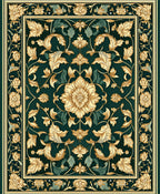 Classic Floral Motif Emerald Rug