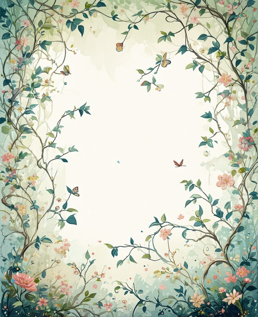 Whimsical Floral Arch with Butterflies Rug