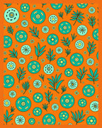Retro Circular Floral Leaf Pattern Rug