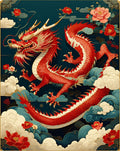 The Majestic Red Dragon Floral Rug