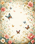 Pastel Floral Butterflies Meadow Design Rug
