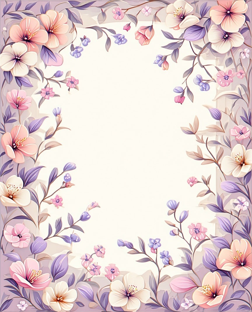 Pastel Floral Vine Pattern Rug