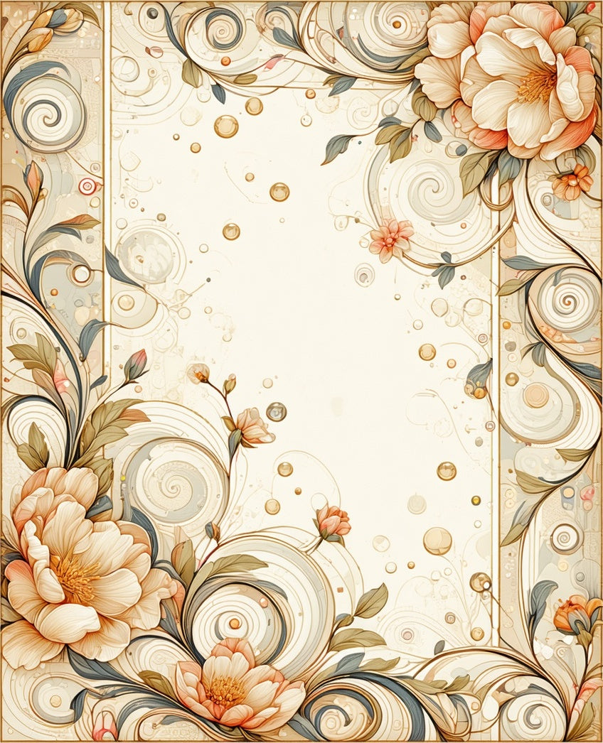 Soft Floral Swirls Botanical Design Rug