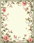 Elegant Pink Floral Vine Border Rug