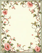 Elegant Pink Floral Vine Border Rug