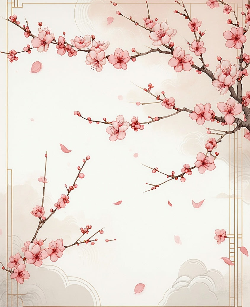 Elegant Pink Sakura Blossom Branches Rug
