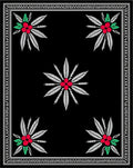 Black Red Berry Leaf Arrangement Rug