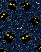 Whimsical Black Cat Night Theme Rug