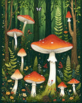 Enchanted Forest Mushroom Pattern Rug