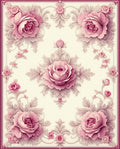 Ornate Floral Scrollwork Rose Design Rug
