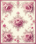 Ornate Floral Scrollwork Rose Design Rug