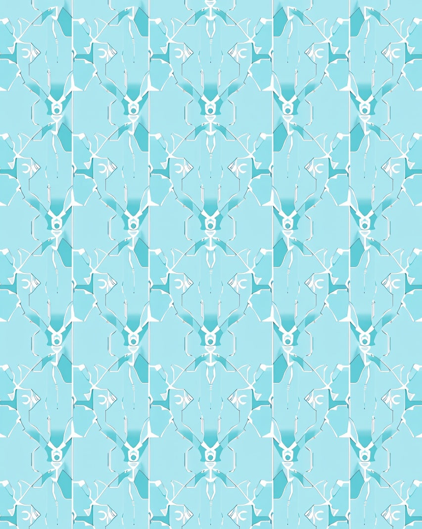 Ice Blue Geometric Symmetry Rug