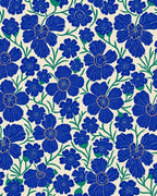 Vibrant Blue Floral Pattern Rug