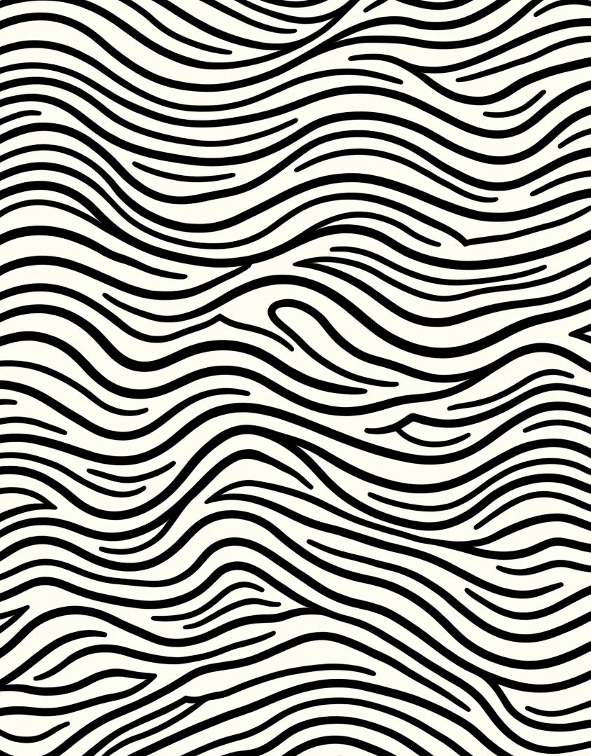 Abstract Wavy Black White Stripes Rug