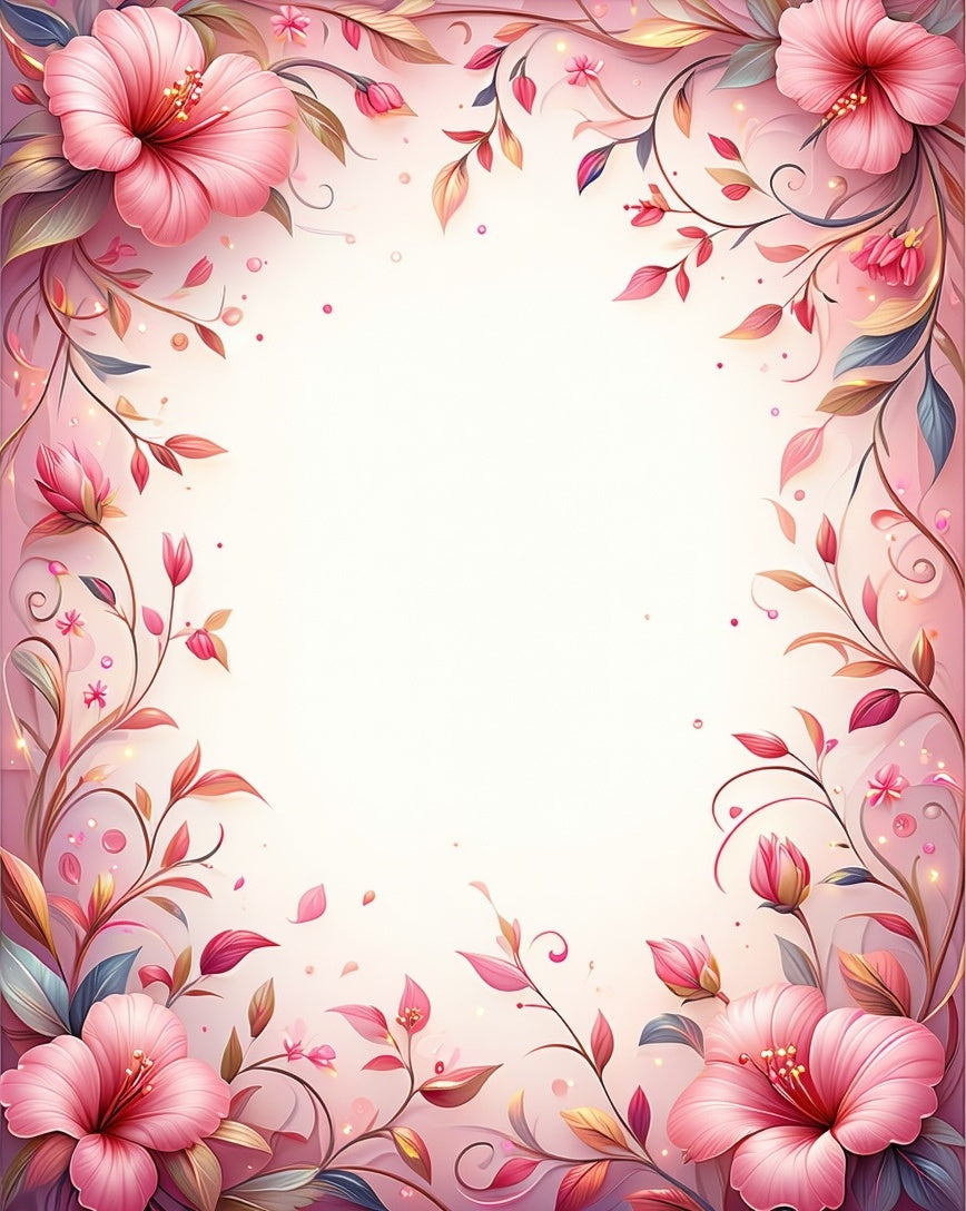 Whimsical Pink Floral Vine Design Rug